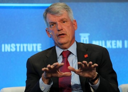 Tim Sloan, CEO and President of Wells Fargo & Co., speaks during the Milken Institute Global Conference in Beverly Hills