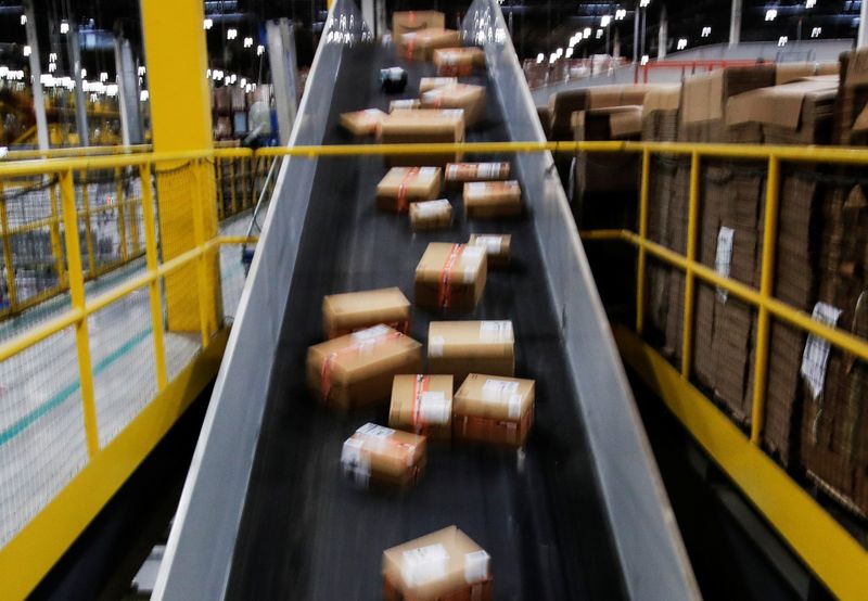 Cyber Monday operations at Amazon fulfillment center in Robbinsville New Jersey