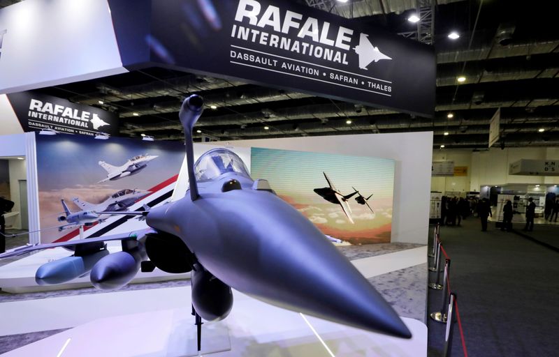 FILE PHOTO: A model of the Rafale plane seen at a defence expo in Cairo, Egypt
