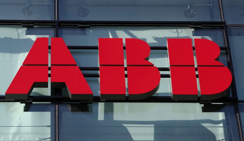 FILE PHOTO: Logo of Hitachi ABB is seen in Zurich