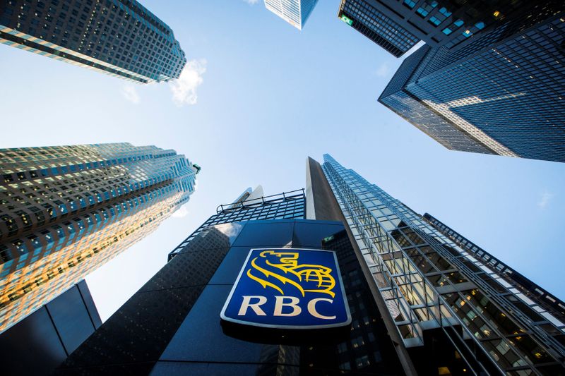 FILE PHOTO: A Royal Bank of Canada logo is seen on Bay Street in the heart of the financial district in Toronto