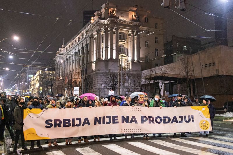 Protest against Rio Tinto's plans to open a lithium mine in Belgrade