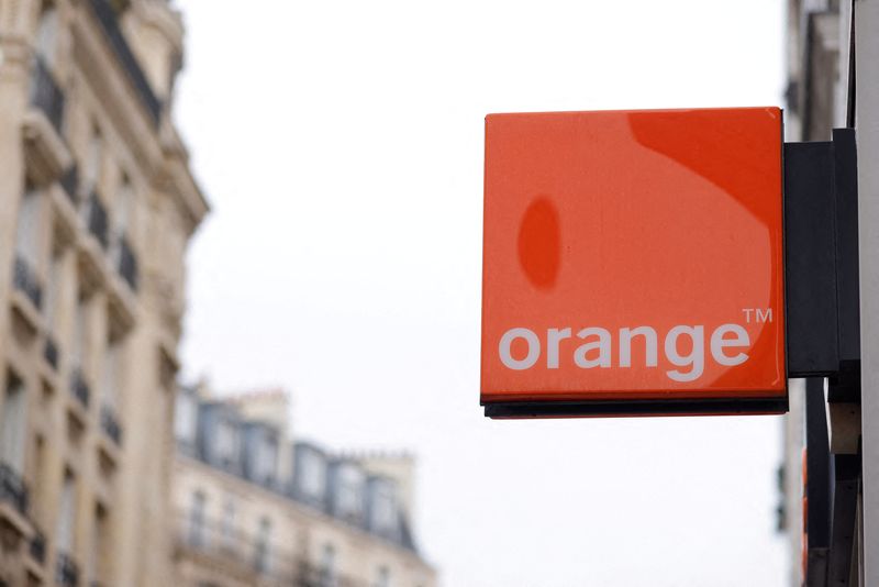 FILE PHOTO: The logo of French telecoms operator Orange is seen a store in Paris