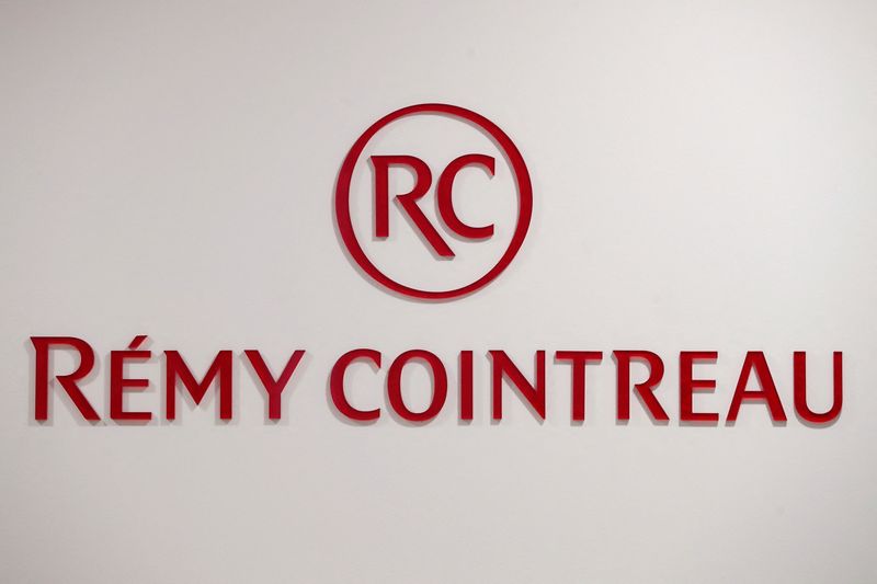 The logo of Remy Cointreau SA is pictured at their headquarters in Paris