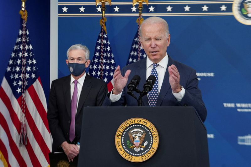 FILE PHOTO: U.S. President Biden announces nomination of Federal Reserve Chair Powell for second four-year term at the White House in Washington