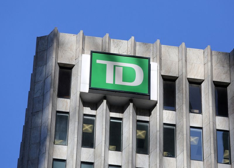 FILE PHOTO: The Toronto Dominion (TD) bank logo is seen on a building in Toronto