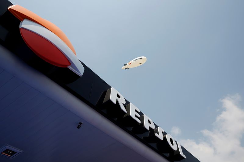 FILE PHOTO: The logo of Spanish energy giant Repsol SA is seen during the opening ceremony of its first gas station in Mexico City