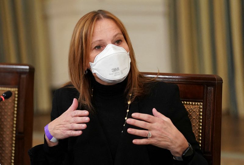 Mary Barra speaks at a White House meeting with private sector CEOs in Washington