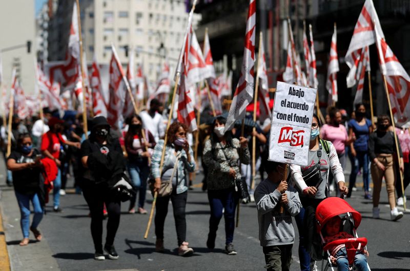 Protests against Argentina's negotiations with the IMF in Buenos Aires