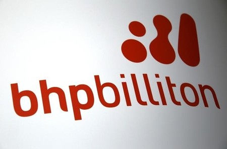 A logo for mining company BHP Billiton adorns a sign outside the Perth Convention Centre where their annual general meeting was being held in Perth, Western Australia