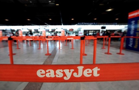 Easyjet counters are seen at Nice Cote D'Azur international airport Terminal 2