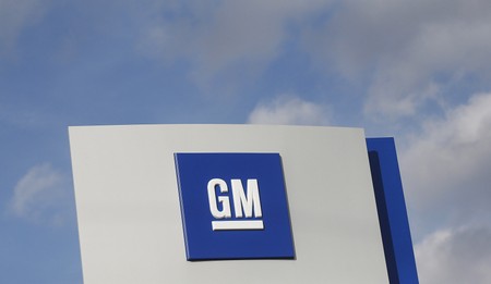 FILE PHOTO -  The GM logo is seen at the General Motors Warren Transmission Operations Plant in Warren, Michigan