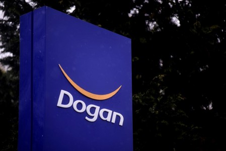 The logo of Dogan Holding is pictured at its headquarters in Istanbul