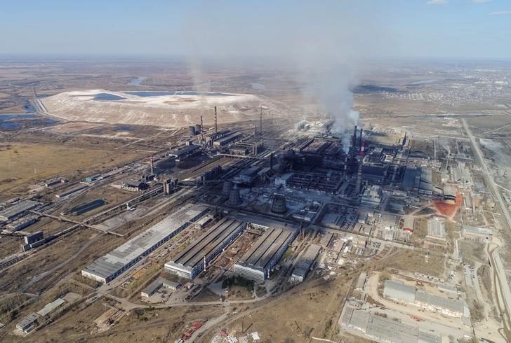 An aerial view shows the Rusal Achinsk Alumina Refinery, near the Siberian town of Achinsk