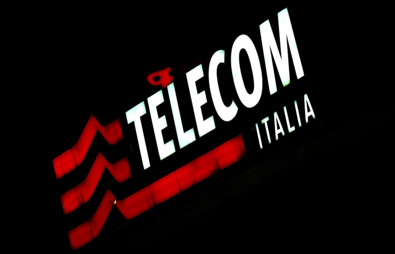 FILE PHOTO: The Telecom Italia logo is seen at the headquarters downtown Milan, Italy