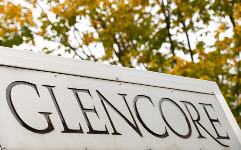 FILE PHOTO: The logo of commodities trader Glencore is pictured in front of the company's headquarters in Baar