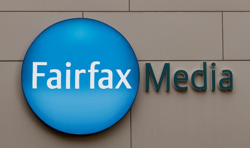 The company's logo is seen on the Fairfax Media building in Sydney