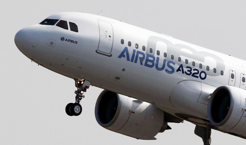 FILE PHOTO: The Airbus A320neo takes off during its first flight event in Colomiers near Toulouse, southwestern France