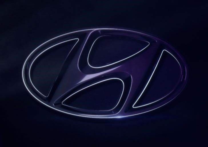 FILE PHOTO - The logo of Hyundai Motor is seen on wall at a event of Hyundai Motor Co's new Accent in Mexico City
