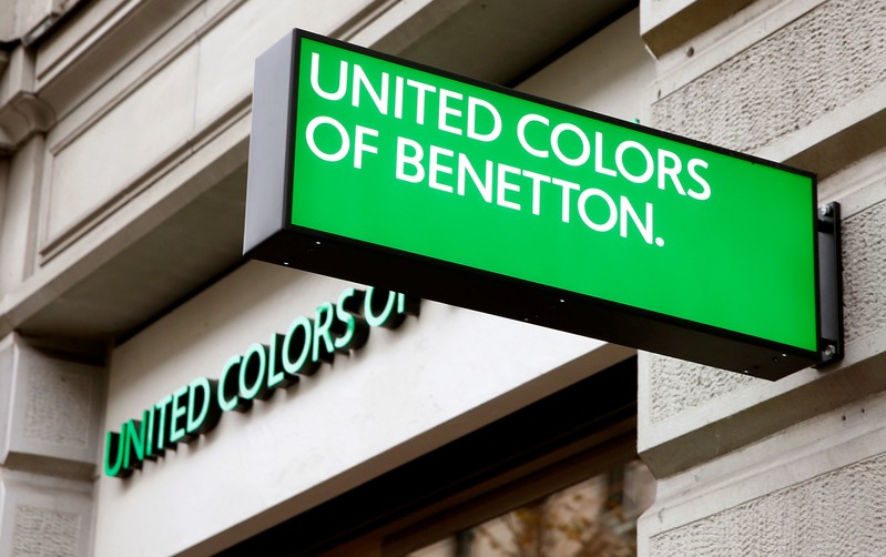 FILE PHOTO: The logo of Italian fashion group Benetton is seen at a store in Zurich