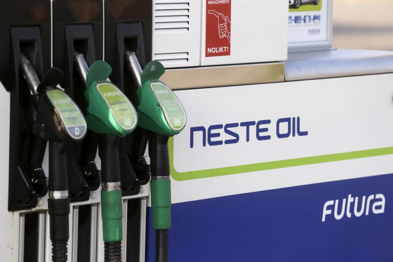 Neste Oil fuel pumps at a petrol station in Adazi