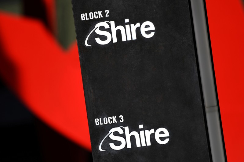 FILE PHOTO: Shire branding is seen outside the company's offices in Dublin, Ireland