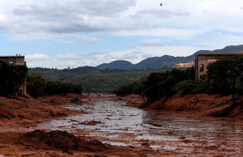 A view of the aftermath from a failed iron ore tailings dam owned by Brazilian miner Vale SA that burst, in Brumadinho