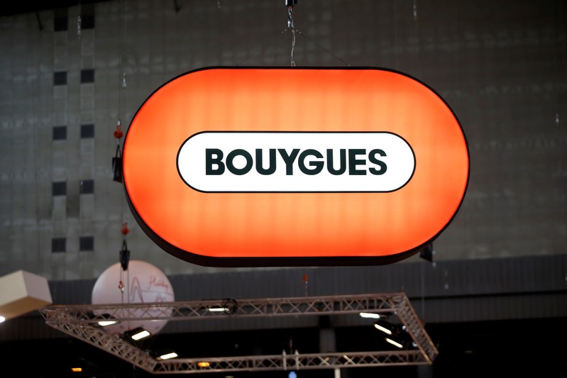 FILE PHOTO:  A Bouygues company logo is seen at the World Efficiency congress in Pari