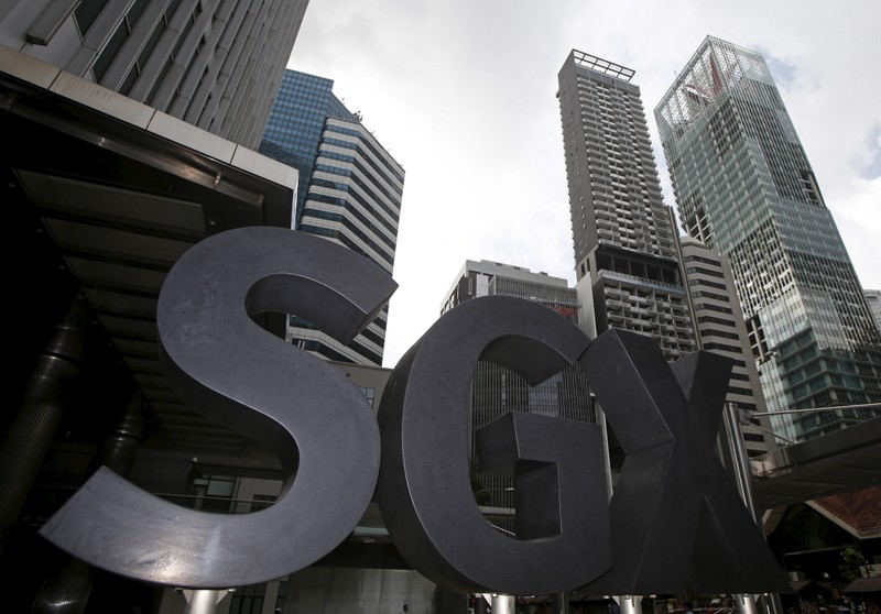 A Singapore Exchange (SGX) sign sits outside its premises at the central business district in Singapore