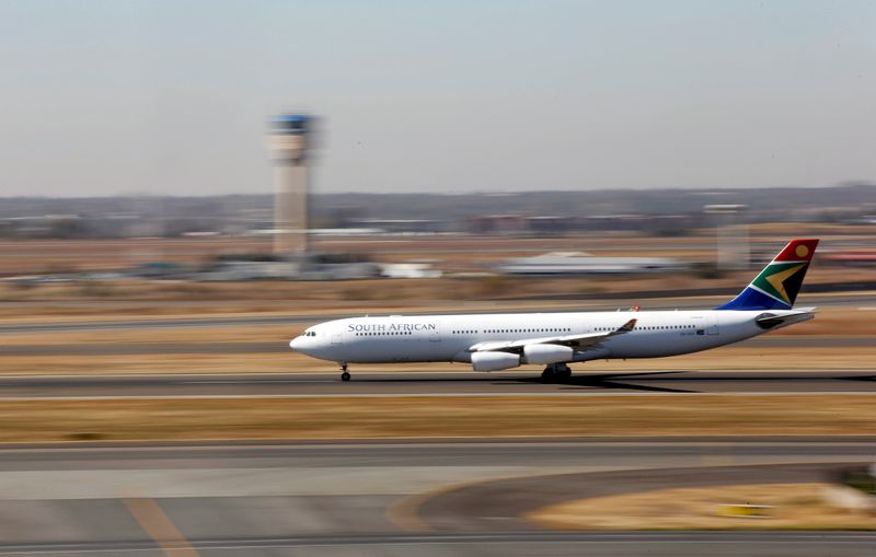 FILE PHOTO: A South African Airways Airbus A340 plane prepares to take off at the O. R. Tambo International Airport in Kempton Park