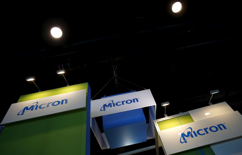 FILE PHOTO: The logo of U.S. memory chip maker MicronTechnology is pictured at their booth at an industrial fair in Frankfurt