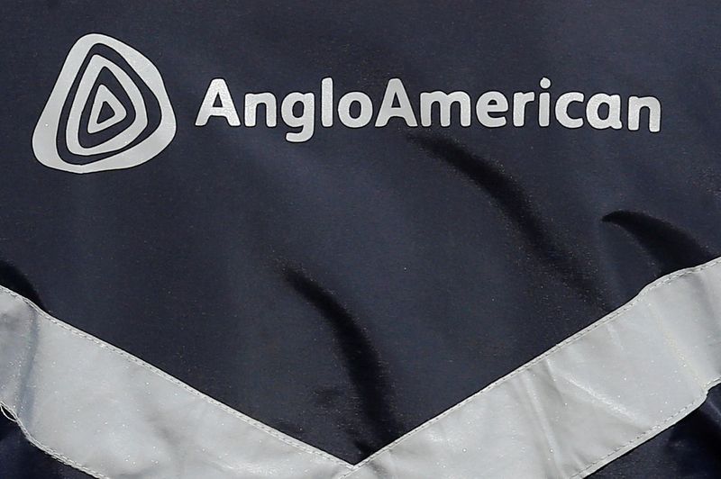 FILE PHOTO: Logo of Anglo American is seen on a jacket of an employee at the Los Bronces copper mine, in the outskirts of Santiago