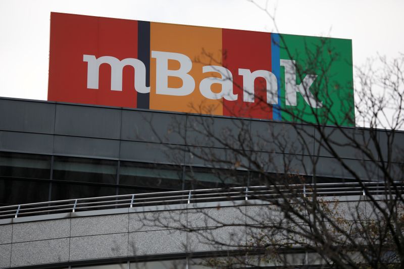Commerzbank's Polish unit mBank's logo is seen in Warsaw