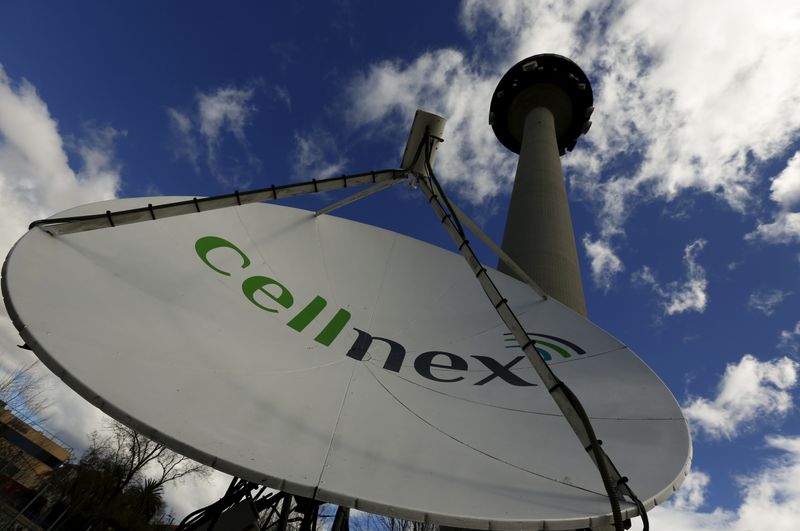 FILE PHOTO: A telecom antenna of Spain's telecoms infrastructures firm Cellnex are seen under main telecom tower, known as 
