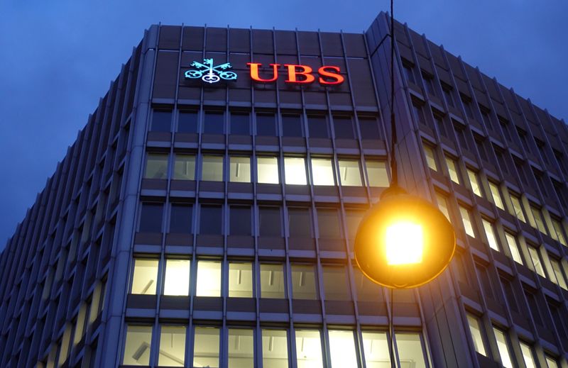 Logo of Swiss bank UBS is seen at an office building in Zurich