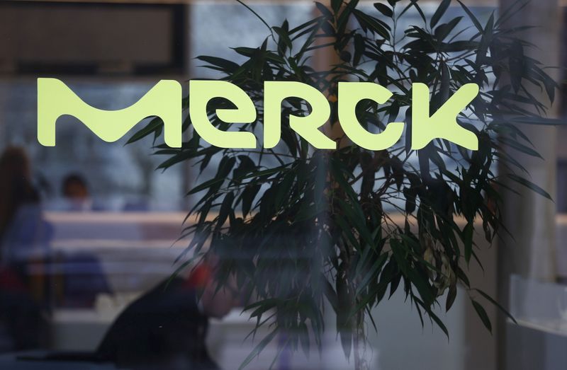 FILE PHOTO: A logo of drugs and chemicals group Merck KGaA is pictured in Darmstadt