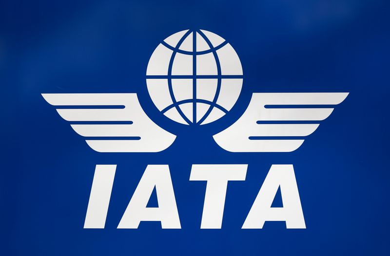 FILE PHOTO: A logo of IATA is pictured in Geneva