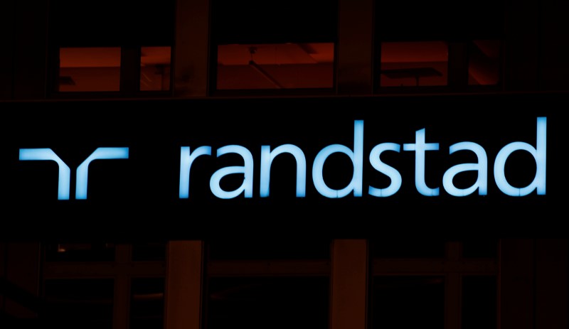 FILE PHOTO: Logo of personnel service provider Randstad is seen in Zurich