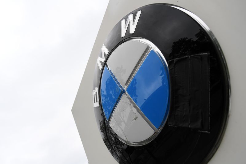 FILE PHOTO: The logo of German car manufacturer BMW is seen at the company headquarters in Munich