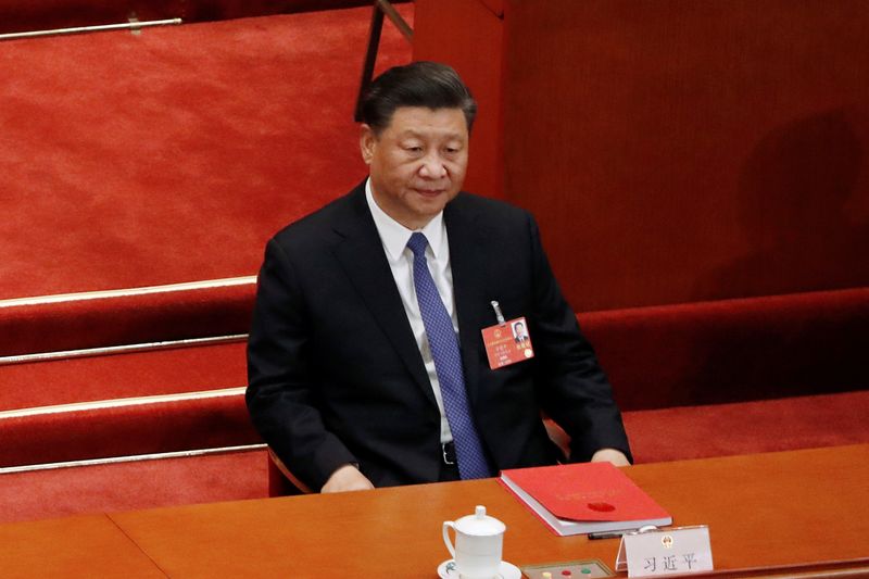 FOTO DE ARCHIVO: El presidente chino Xi Jinping en la sesión de clausura del Congreso Nacional del Pueblo (NPC) en el Gran Salón del Pueblo en Pekín, China