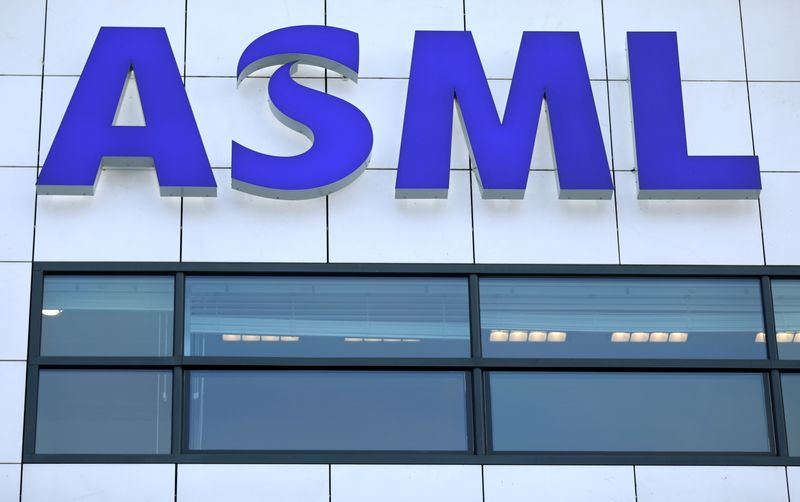 FILE PHOTO: ASML Holding logo is seen at company's headquarters in Eindhoven
