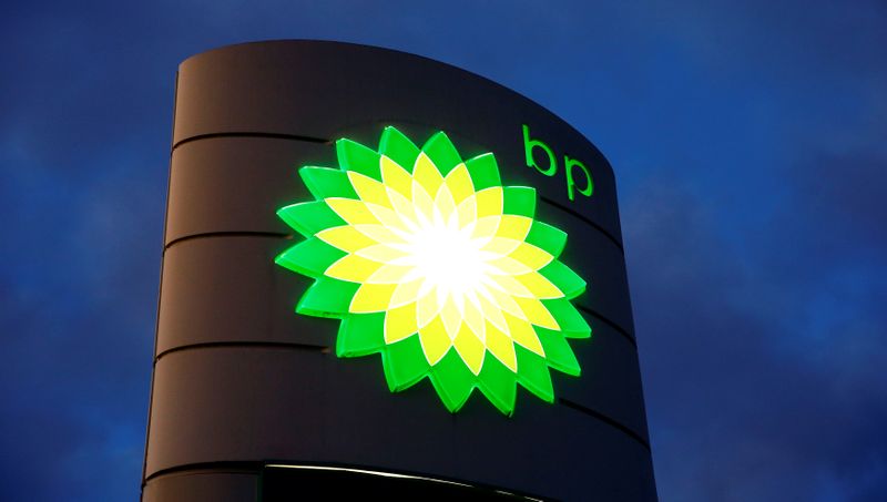 Logo of BP is seen at a petrol station in Kloten