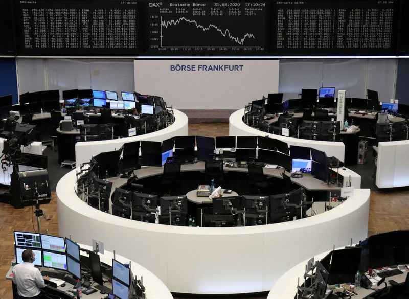 Panoramica della Borsa di Francoforte, 31 agosto 2020