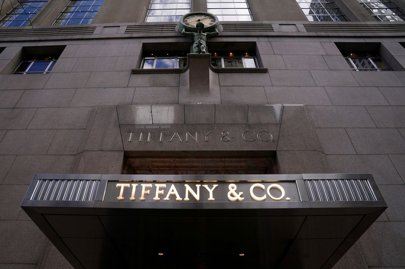FILE PHOTO: FILE PHOTO: A Tiffany & Co logo is seen outside the store on 5th Ave in New York