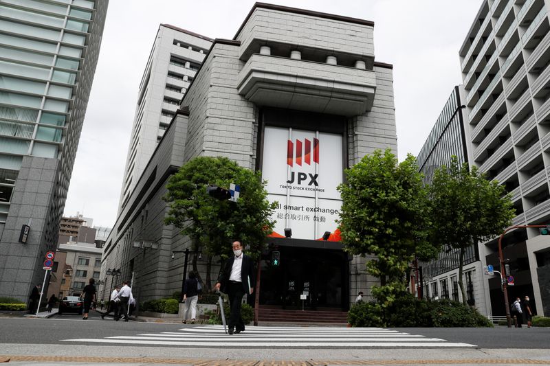 FILE PHOTO: The Tokyo Stock Exchange (TSE) building is seen after the TSE temporarily suspended all trading due to system problems in Tokyo