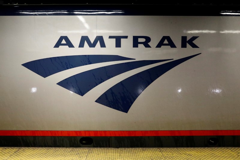 FILE PHOTO: An Amtrak train is parked at the platform inside New York's Penn Station