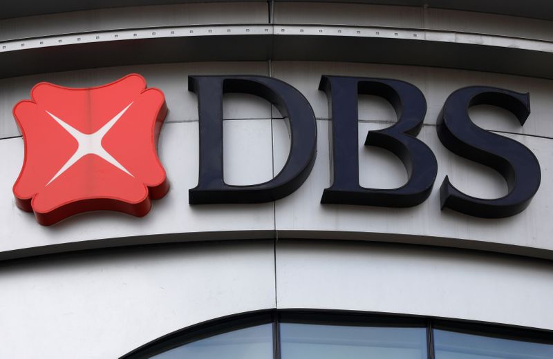 A DBS bank signage is pictured in Singapore