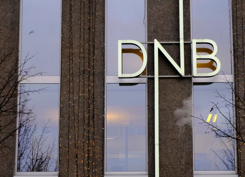 FILE PHOTO: A DNB bank sign is seen on the bank's branch in Stavanger