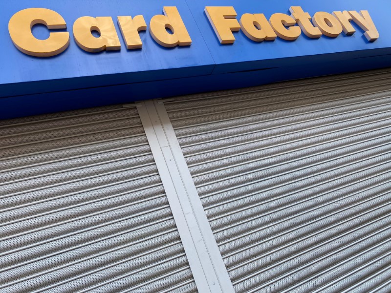 Card Factory signage is seen on a shuttered branch in Hackney