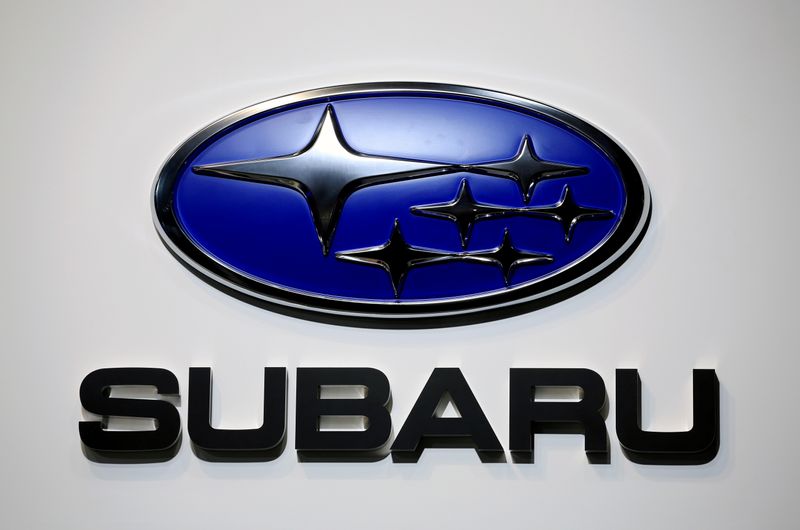 FILE PHOTO: A Subaru logo is displayed at the Tokyo Motor Show, in Tokyo, Japan